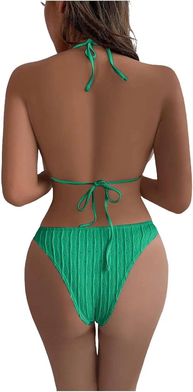 Womens Triangle String Bikini Sets Sexy Cheeky Push up High Cut 2 Piece Bathing Suit Summer Beach Swimsuit with Skirt