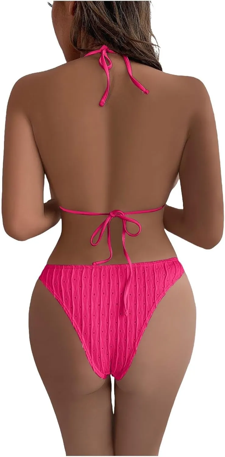 Womens Triangle String Bikini Sets Sexy Cheeky Push up High Cut 2 Piece Bathing Suit Summer Beach Swimsuit with Skirt