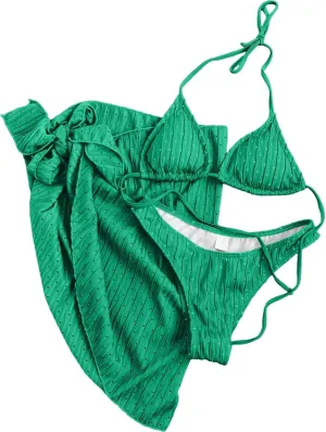 Womens Triangle String Bikini Sets Sexy Cheeky Push up High Cut 2 Piece Bathing Suit Summer Beach Swimsuit with Skirt