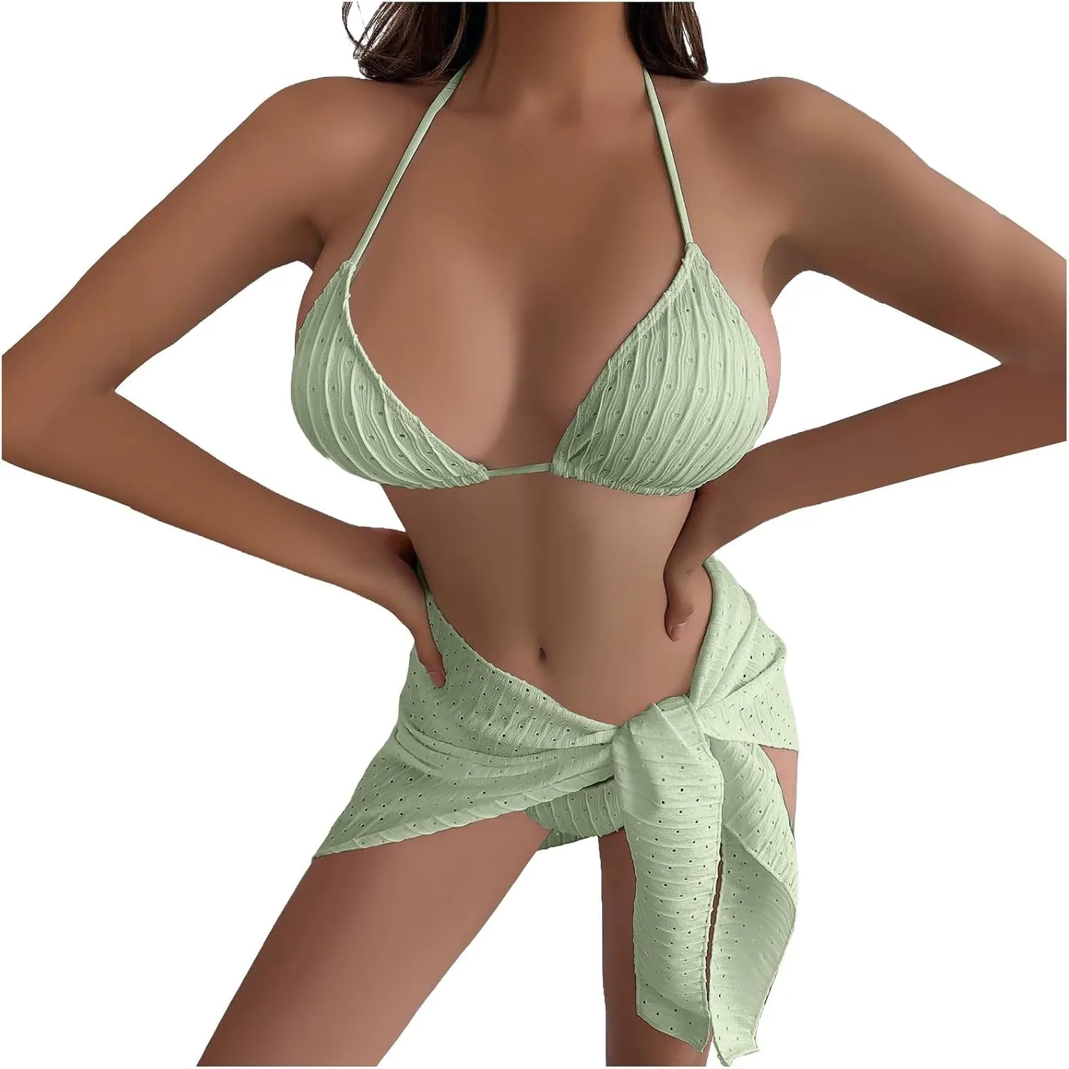Womens Triangle String Bikini Sets Sexy Cheeky Push up High Cut 2 Piece Bathing Suit Summer Beach Swimsuit with Skirt