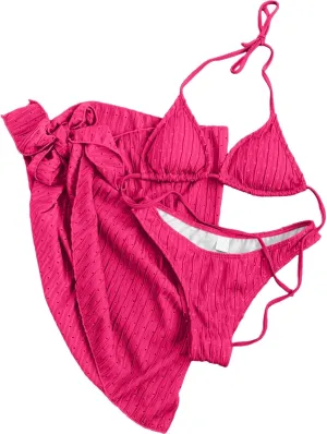 Womens Triangle String Bikini Sets Sexy Cheeky Push up High Cut 2 Piece Bathing Suit Summer Beach Swimsuit with Skirt
