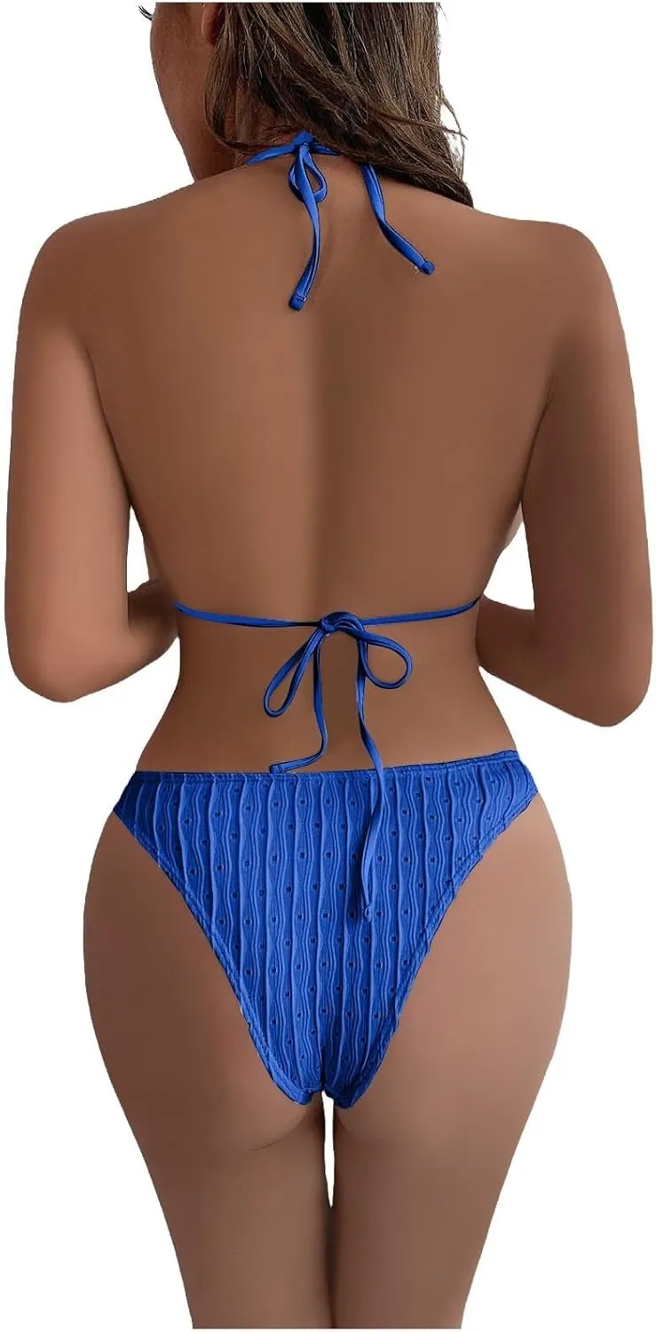 Womens Triangle String Bikini Sets Sexy Cheeky Push up High Cut 2 Piece Bathing Suit Summer Beach Swimsuit with Skirt