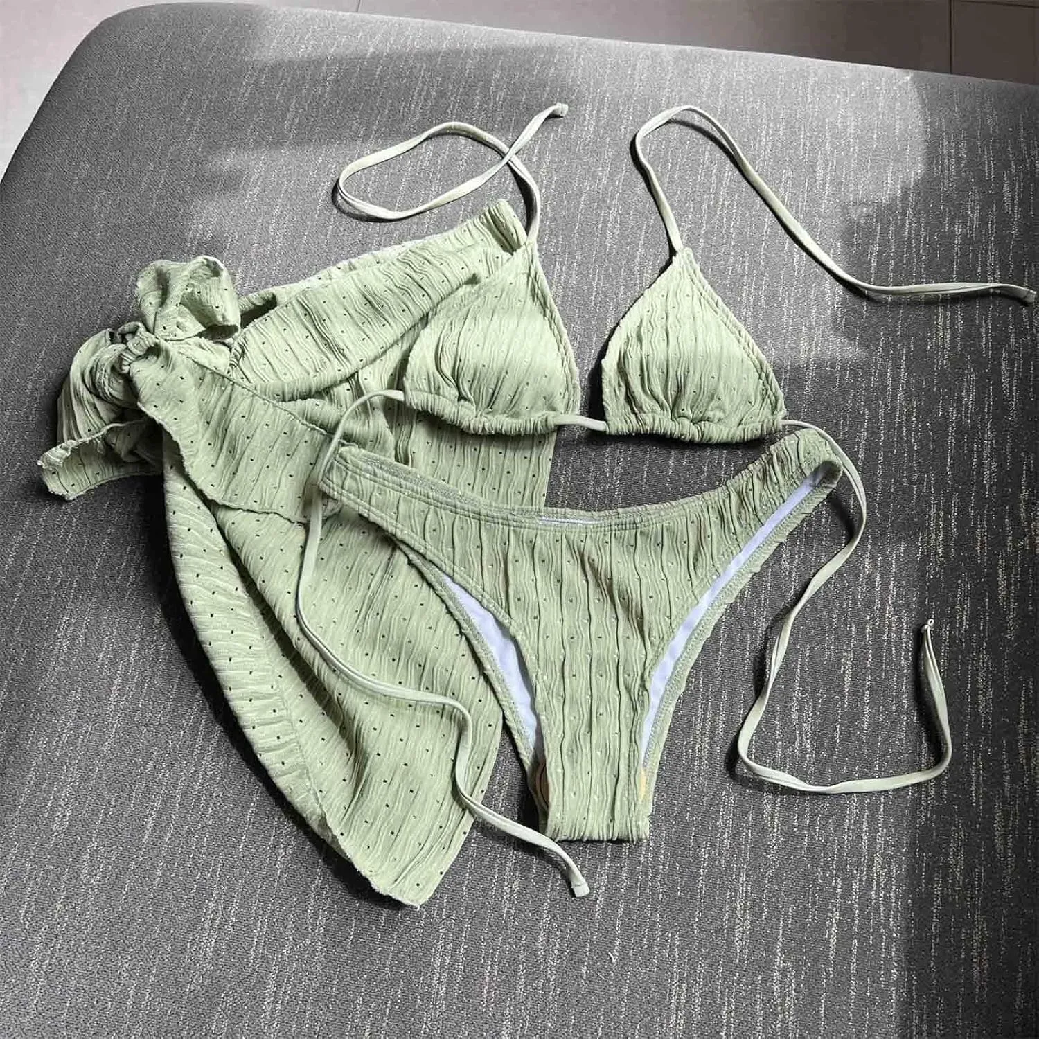 Womens Triangle String Bikini Sets Sexy Cheeky Push up High Cut 2 Piece Bathing Suit Summer Beach Swimsuit with Skirt