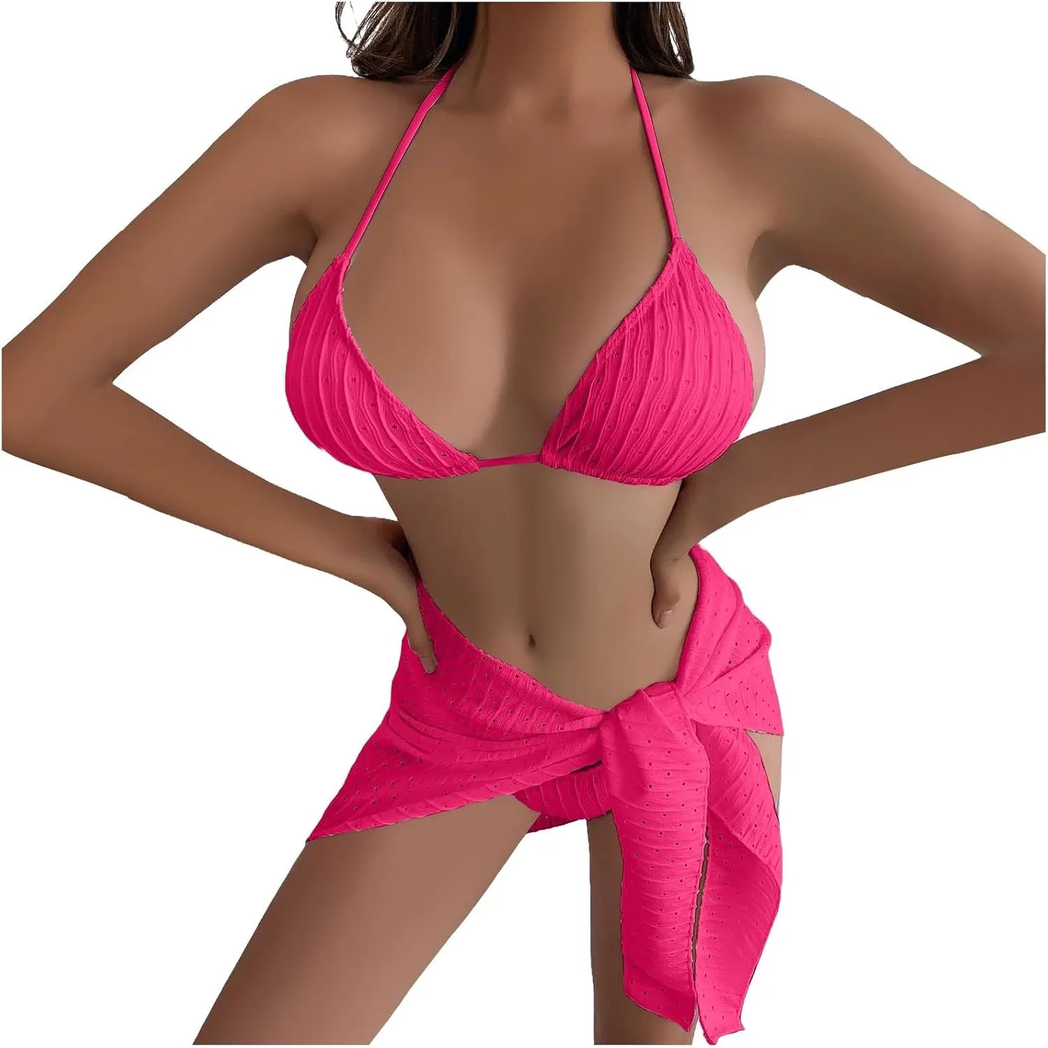 Womens Triangle String Bikini Sets Sexy Cheeky Push up High Cut 2 Piece Bathing Suit Summer Beach Swimsuit with Skirt