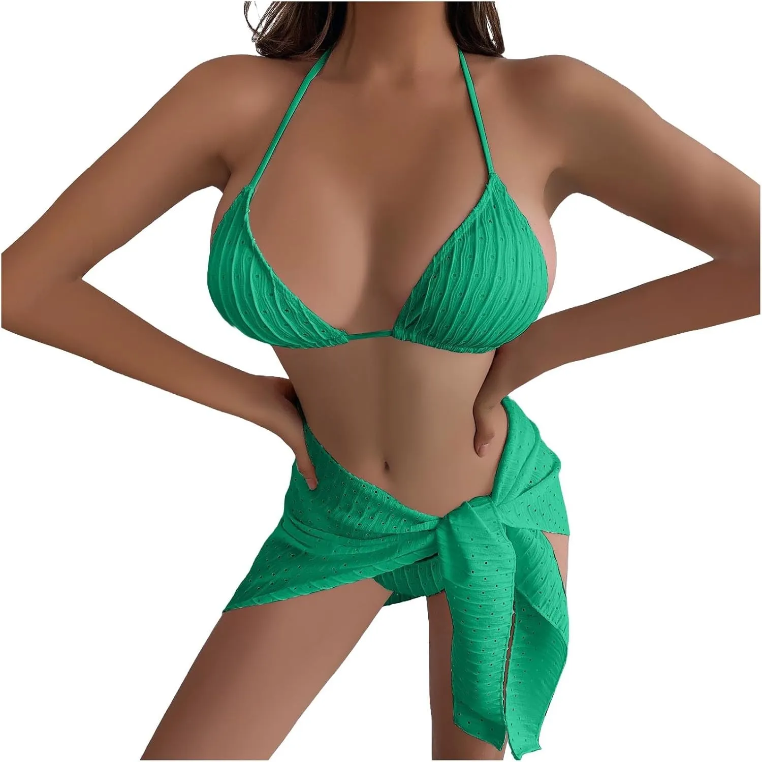 Womens Triangle String Bikini Sets Sexy Cheeky Push up High Cut 2 Piece Bathing Suit Summer Beach Swimsuit with Skirt