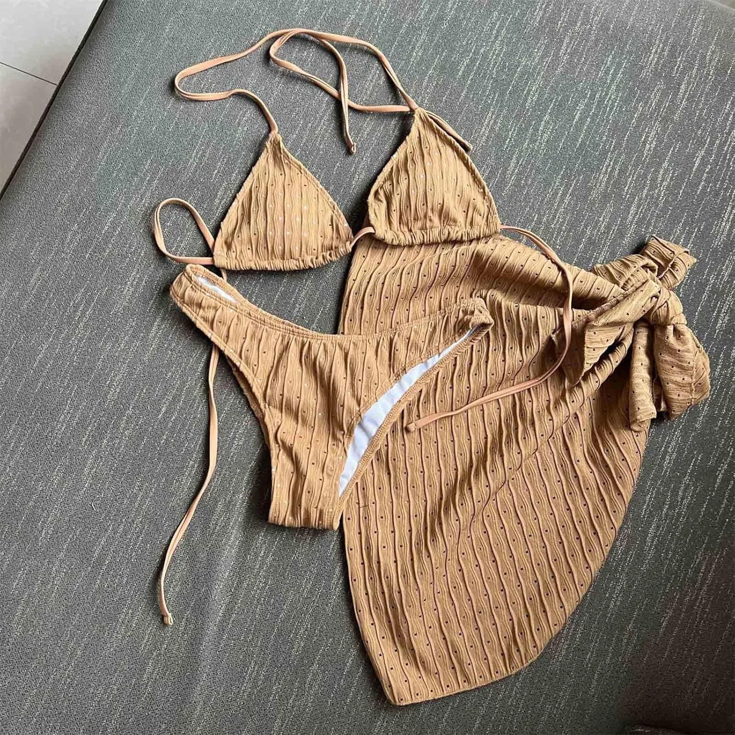 Womens Triangle String Bikini Sets Sexy Cheeky Push up High Cut 2 Piece Bathing Suit Summer Beach Swimsuit with Skirt