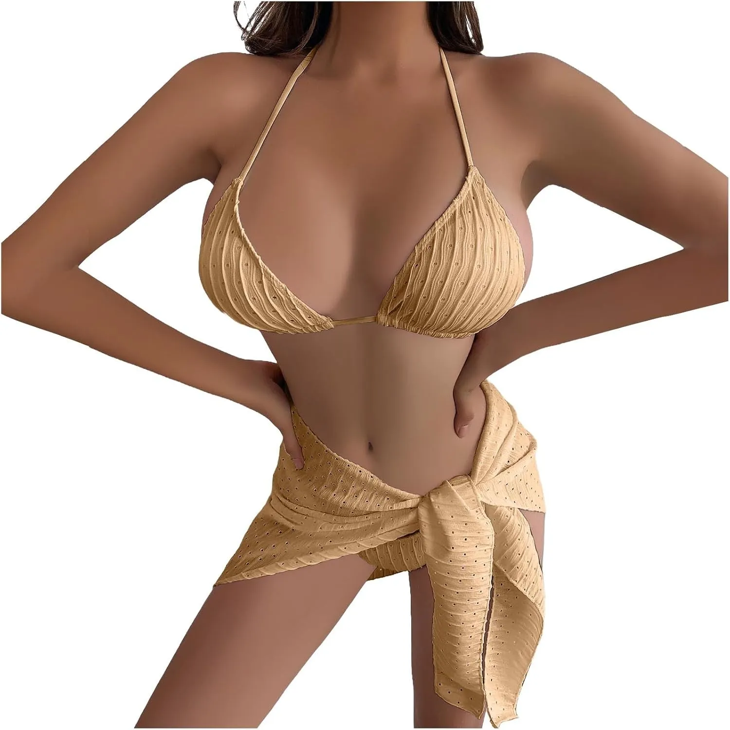 Womens Triangle String Bikini Sets Sexy Cheeky Push up High Cut 2 Piece Bathing Suit Summer Beach Swimsuit with Skirt
