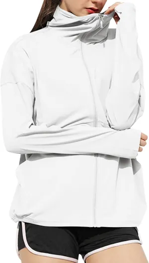 Womens UPF50  Long Sleeve Sun Shirt UV Protection Hoodie Hiking Workout Tops Quick Dry Outdoor Light Athletic Jackets