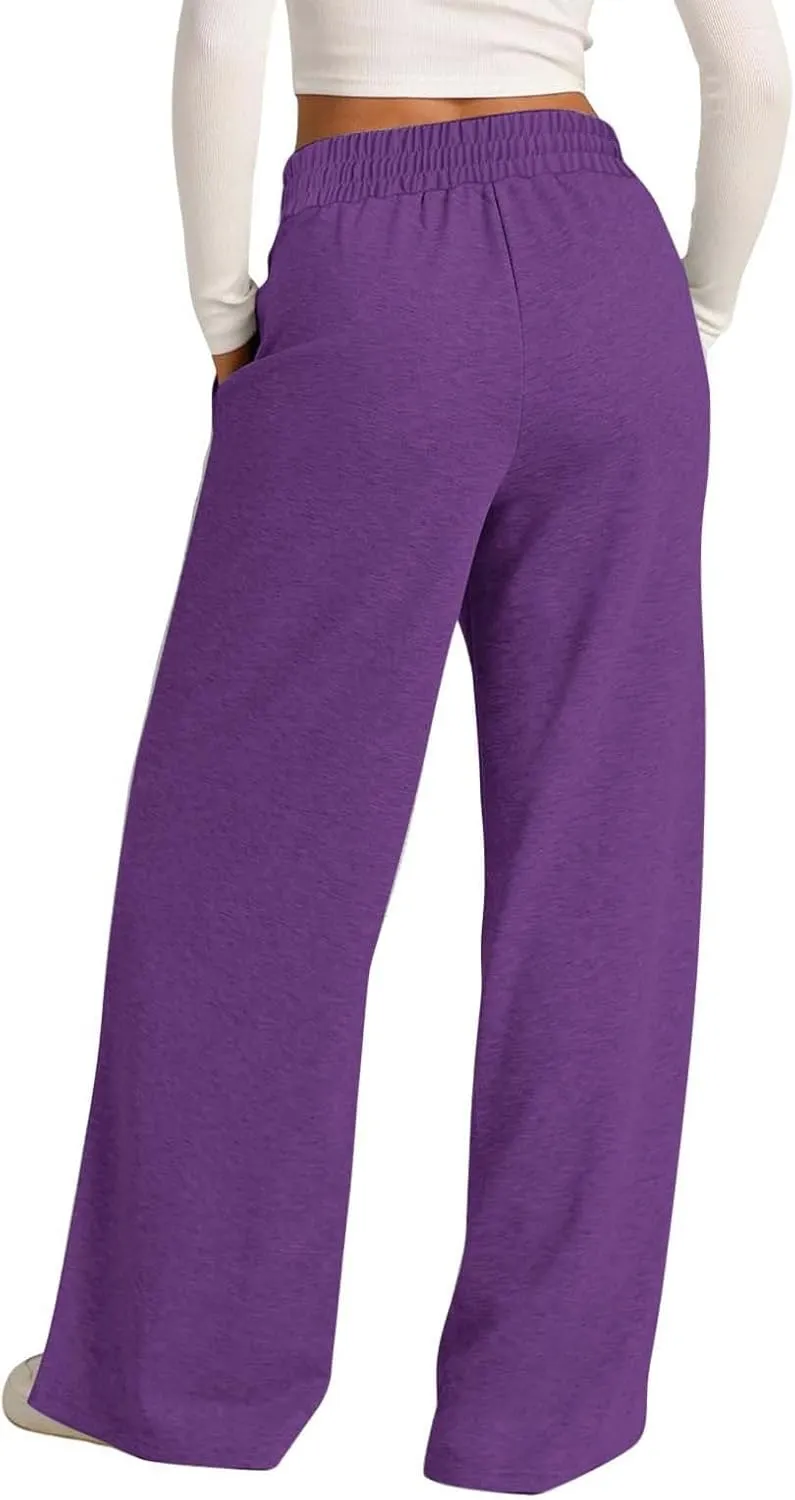Womens Wide Leg Sweatpants High Waist Cotton Baggy Casual Drawstring Sports Athletic Sweat Pants with Pockets
