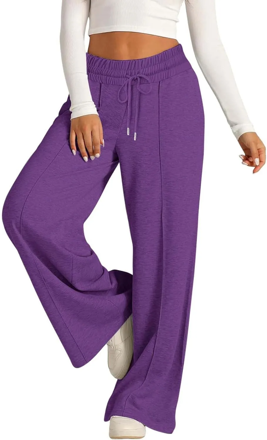 Womens Wide Leg Sweatpants High Waist Cotton Baggy Casual Drawstring Sports Athletic Sweat Pants with Pockets