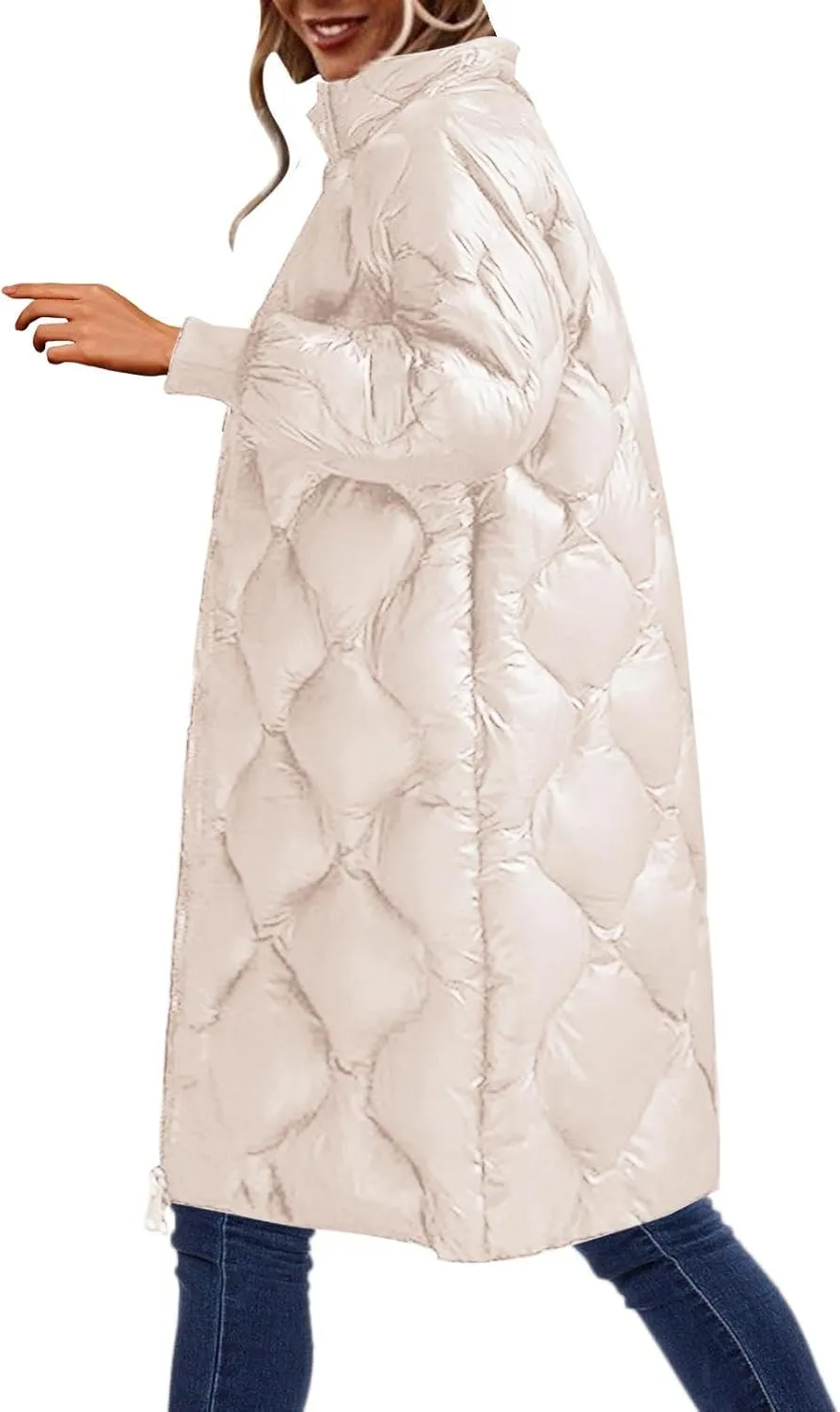 Women's Winter Glossy Down Jacket Ultralight Long Down Outerwear Puffer Jacket Hooded Coat Long-Sleeve Full-Zip Windproof