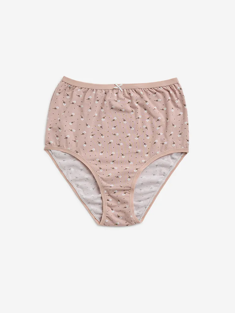 Wunderlove Light Taupe Cotton-Blend Full Briefs - Pack of 3