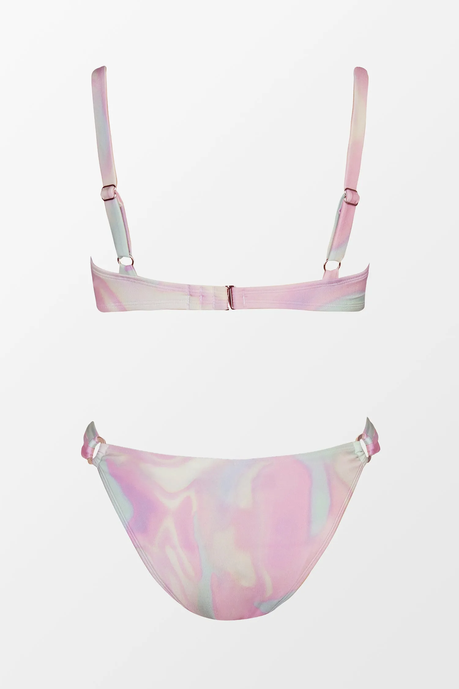 X STASSIE Abstract Abalone Molded Bra & O-Ring Bikini Set