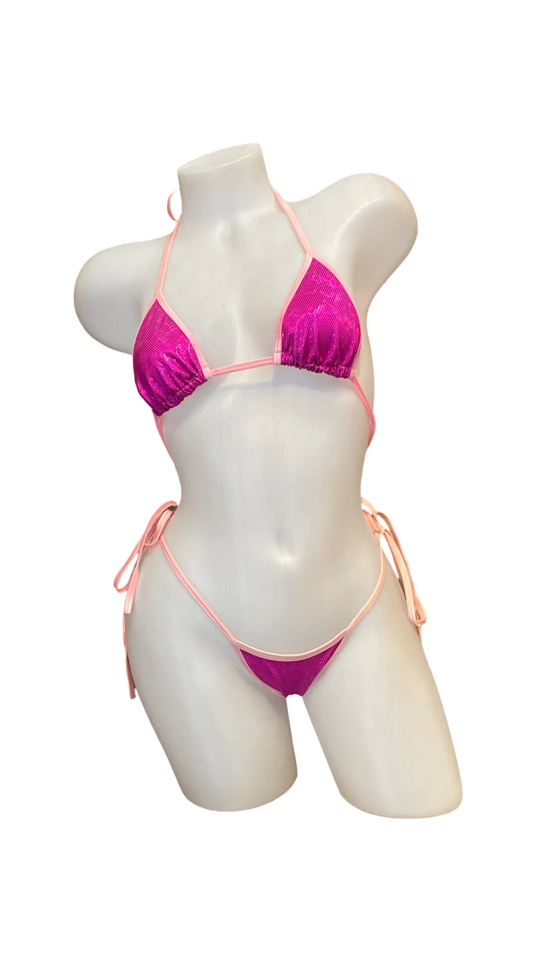 X9 Bikini: Neon Pink Hologram (Thong Bottoms)
