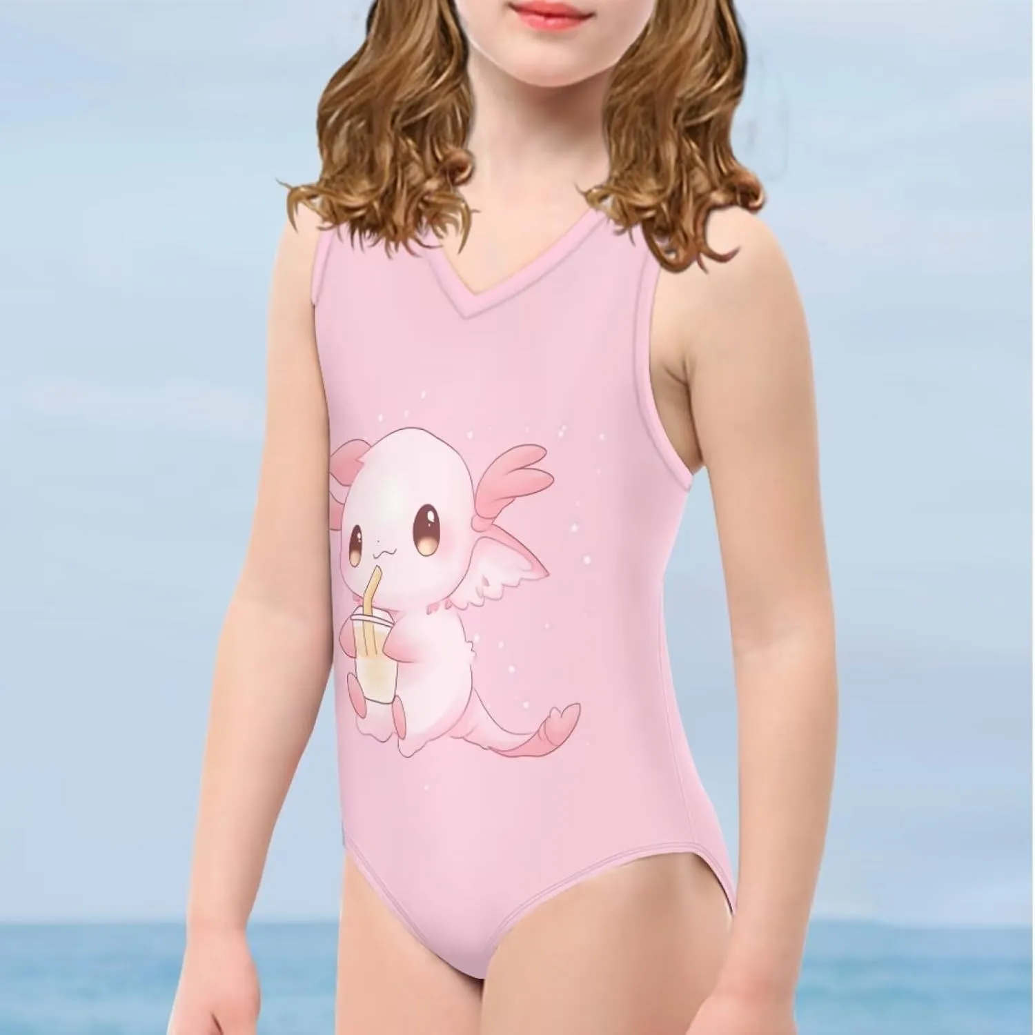 Xhuibop One Piece Swimsuits for Girls Beachwear Bathing Suits 3-14