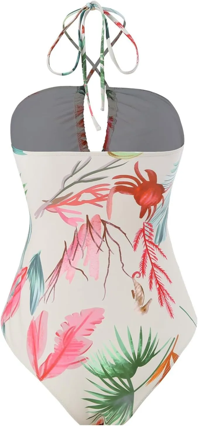 Xiaojmake 3 Piece Swimsuits for Women High Waisted Bathing Suit Sexy Floral Print Bikini Set with Cover Up Beach Wrap Skirt