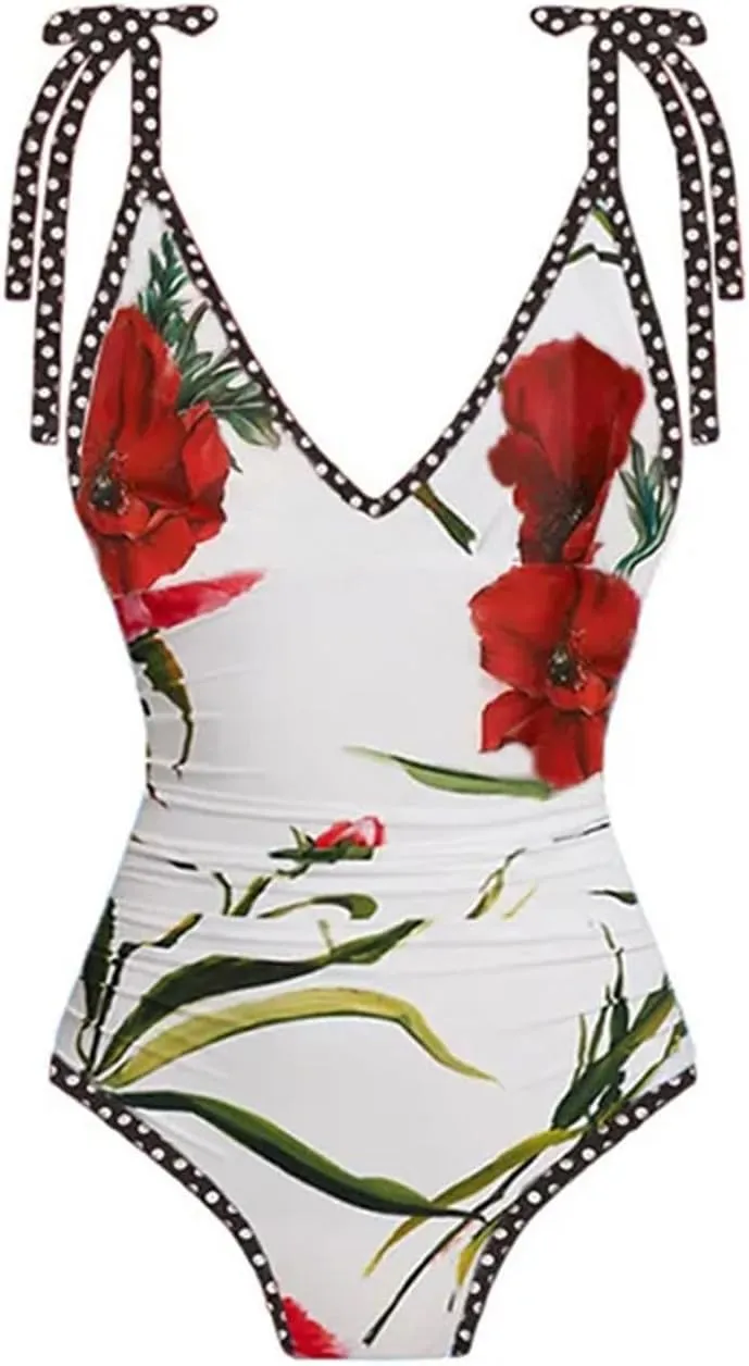 Xiaojmake 3 Piece Swimsuits for Women High Waisted Bathing Suit Sexy Floral Print Bikini Set with Cover Up Beach Wrap Skirt
