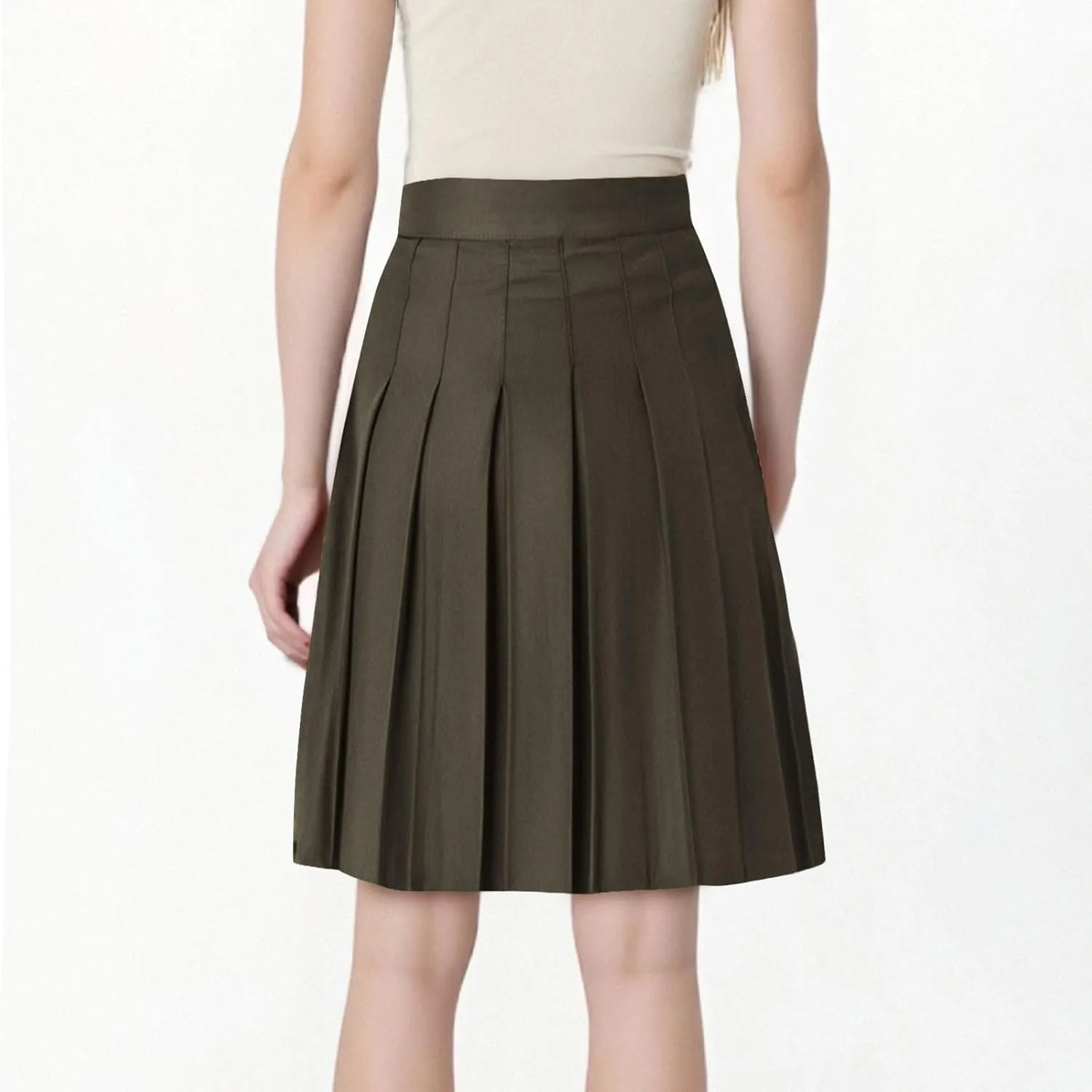 Xiaojmake Women Pleated A-Line Skirts Flowy Short Mini Basic Skirt High Waist School Uniform Tennis Cheerleader Skater Skirts