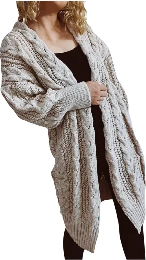 XUNRYAN Womens Fall Fashion 2022 Long Cardigan Sweaters Cable Knit Long Sleeve Open Front Chunky Knit Cardigans Jackets