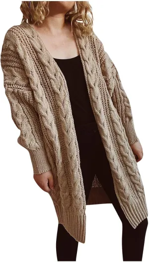 XUNRYAN Womens Fall Fashion 2022 Long Cardigan Sweaters Cable Knit Long Sleeve Open Front Chunky Knit Cardigans Jackets