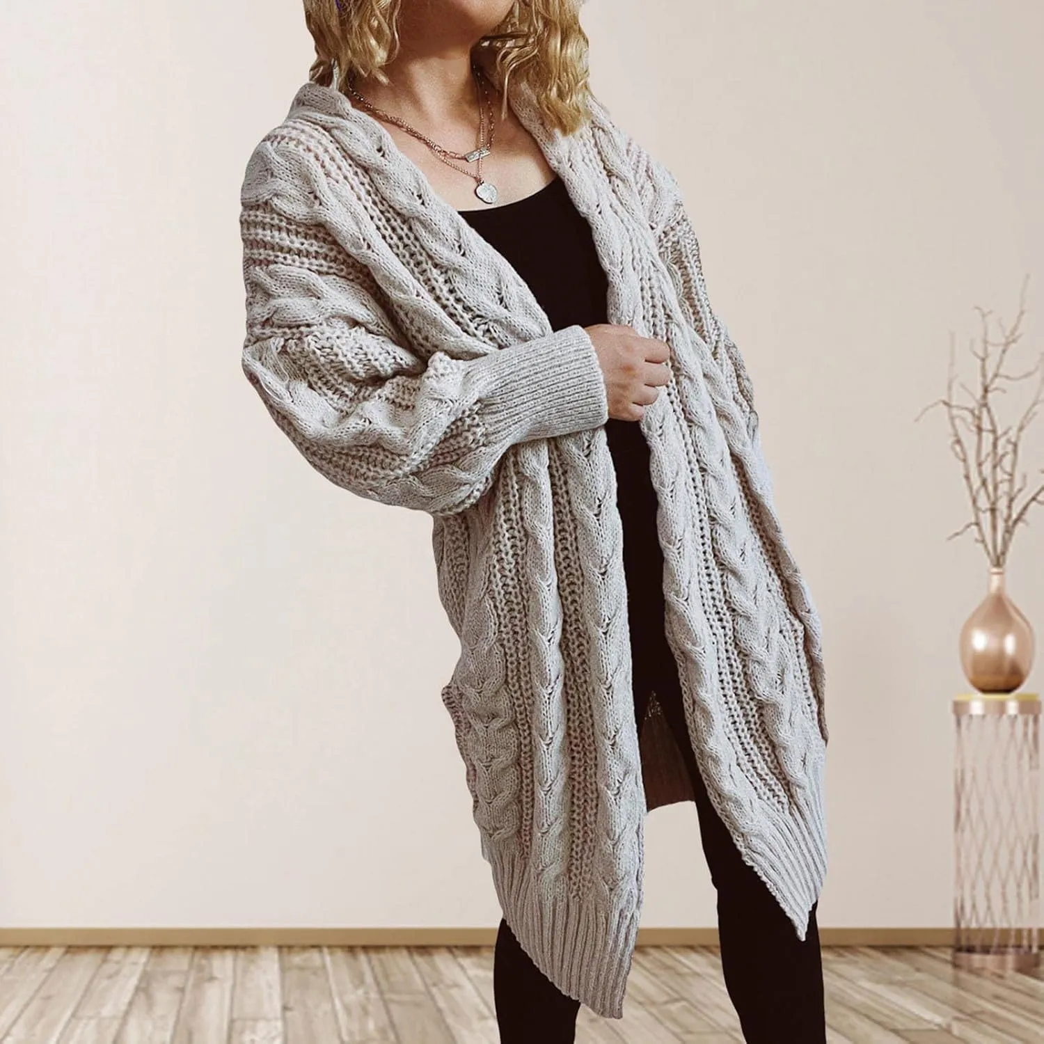XUNRYAN Womens Fall Fashion 2022 Long Cardigan Sweaters Cable Knit Long Sleeve Open Front Chunky Knit Cardigans Jackets