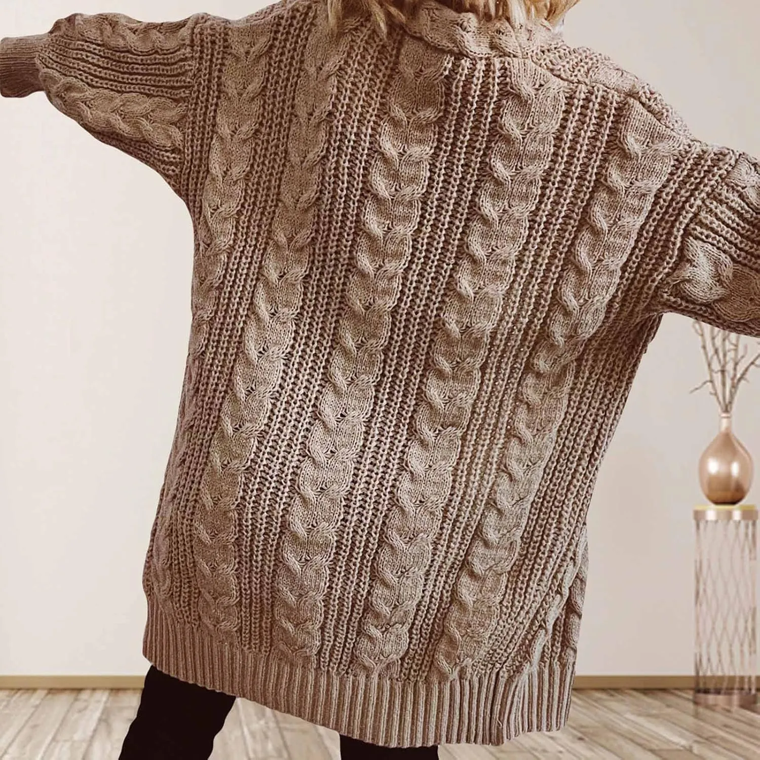 XUNRYAN Womens Fall Fashion 2022 Long Cardigan Sweaters Cable Knit Long Sleeve Open Front Chunky Knit Cardigans Jackets