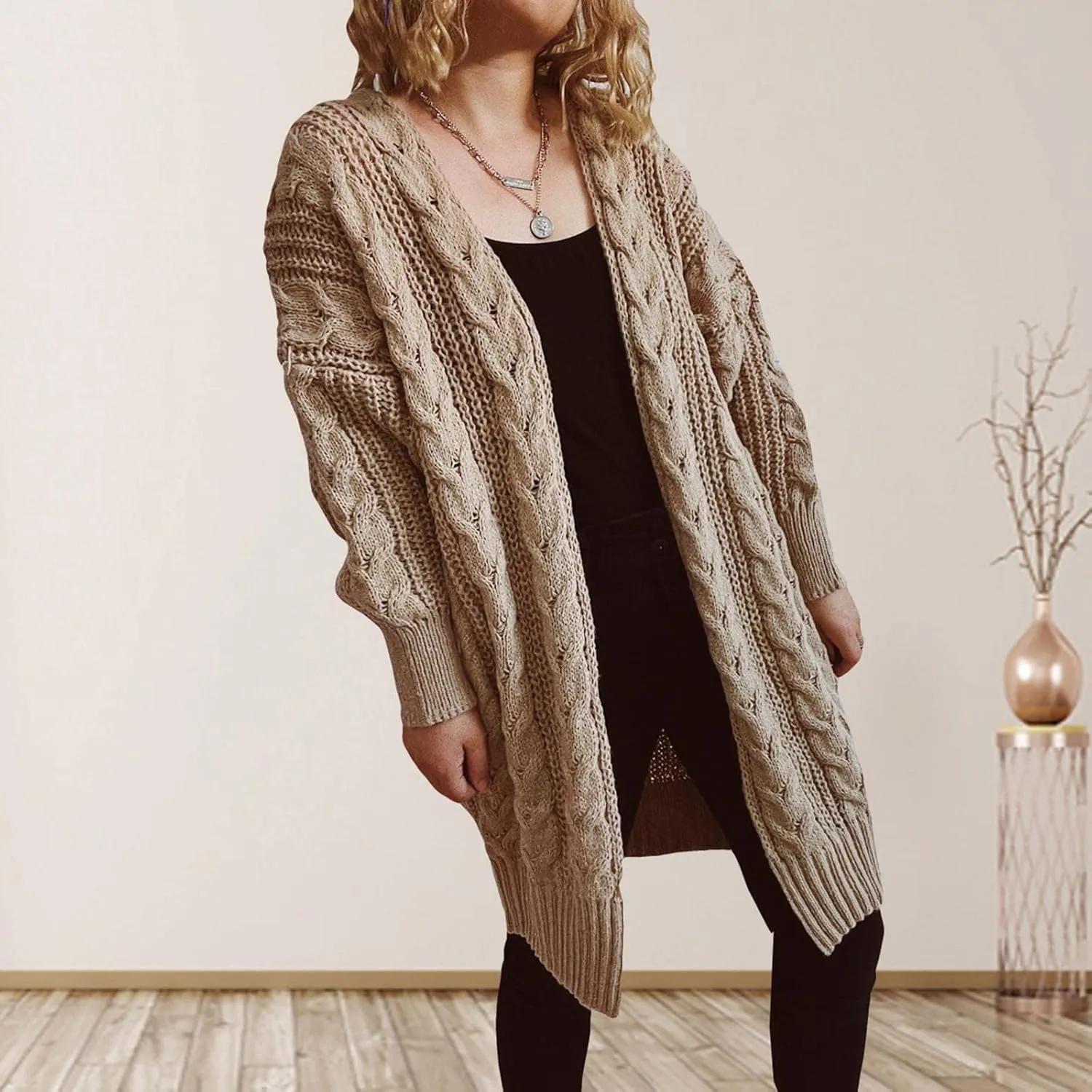 XUNRYAN Womens Fall Fashion 2022 Long Cardigan Sweaters Cable Knit Long Sleeve Open Front Chunky Knit Cardigans Jackets