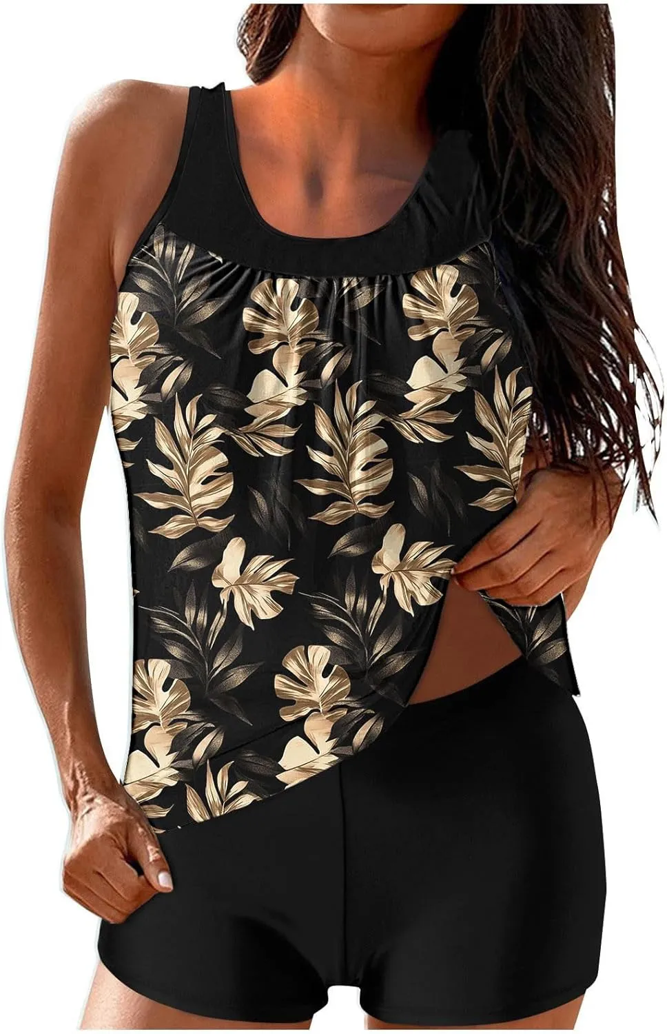 yardsong Tankini Swimsuits for Women Modest Two Piece Bathing Suits Blouson Swim Tank Top with Boy Shorts Trendy Swimwear