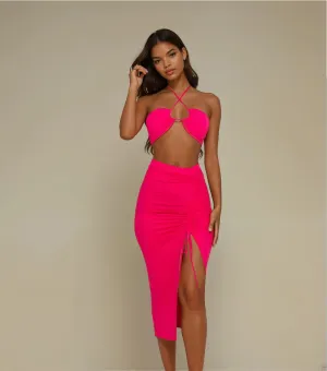 'Yasmin' 2 Piece Bikini Top and Skirt- Fuchsia