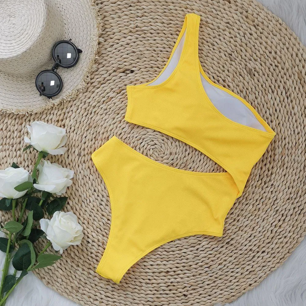 Yellow Cutout Swimsuit