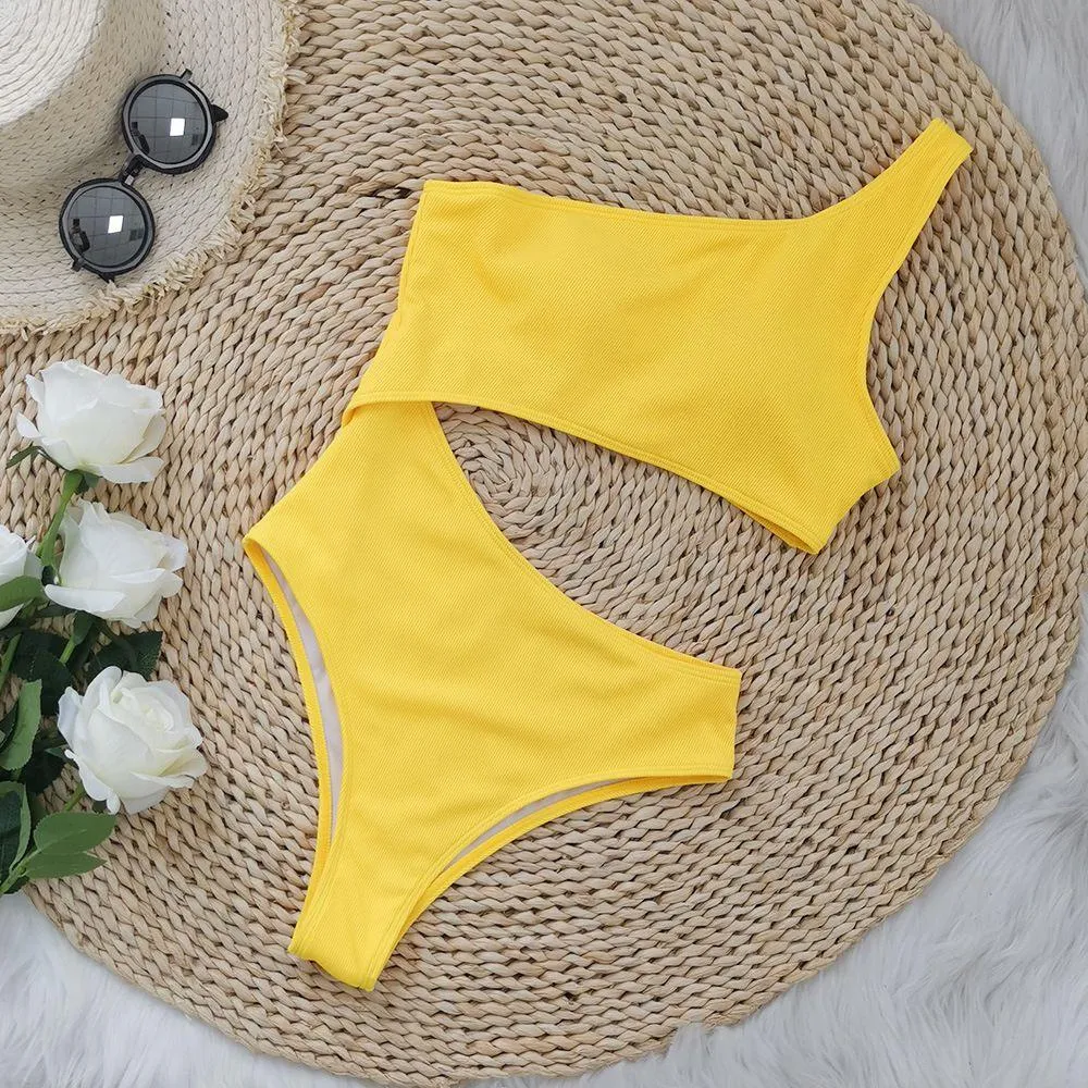 Yellow Cutout Swimsuit
