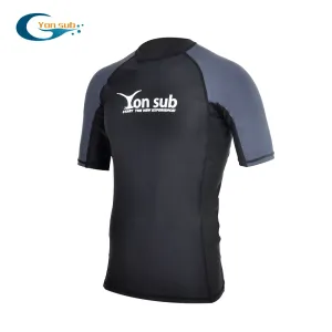 YONSUB Men Surf Rash Guard  Lycra Short Sleeve Top Quick Dry Kitesurf Windsurf Dive T-Shirt UV-Protection UPF 50  Beach Swimwear