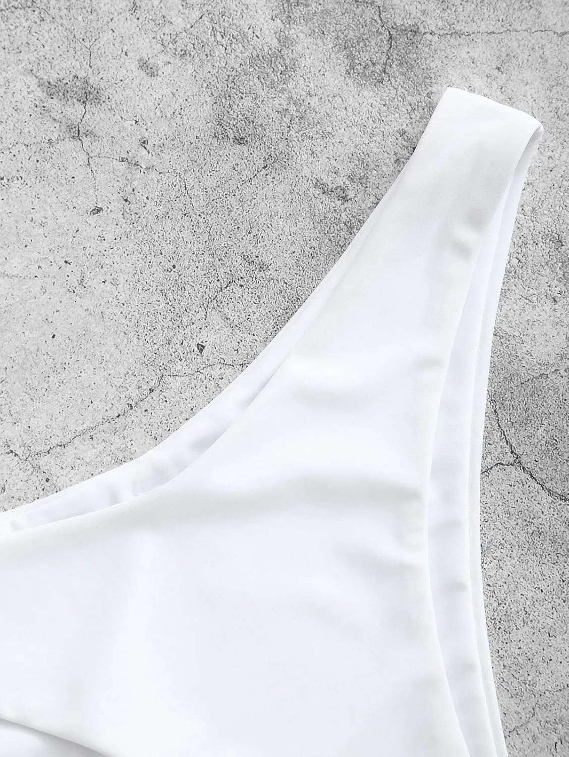 ZAFUL Women's High Cut Plain Bikini Bottom Mid Waist Solid Swimsuit Briefs Cheeky Bathing Suit High Leg Swim Bottoms