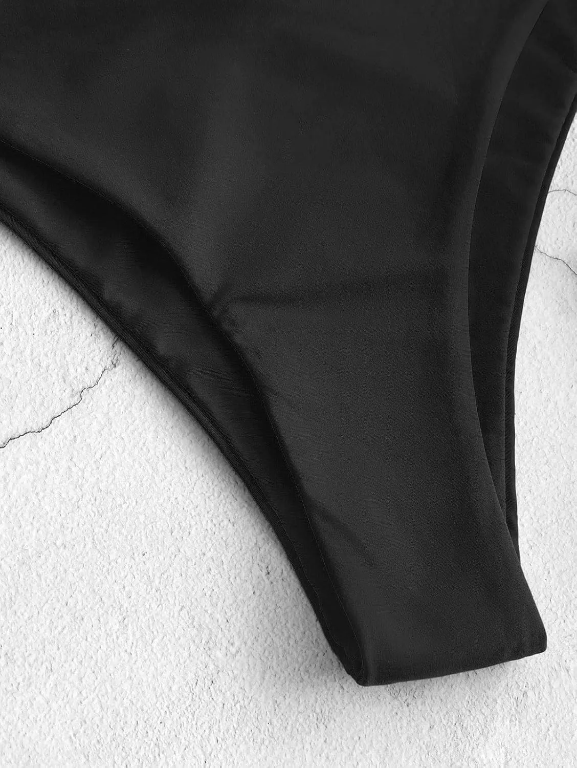 ZAFUL Women's High Cut Plain Bikini Bottom Mid Waist Solid Swimsuit Briefs Cheeky Bathing Suit High Leg Swim Bottoms