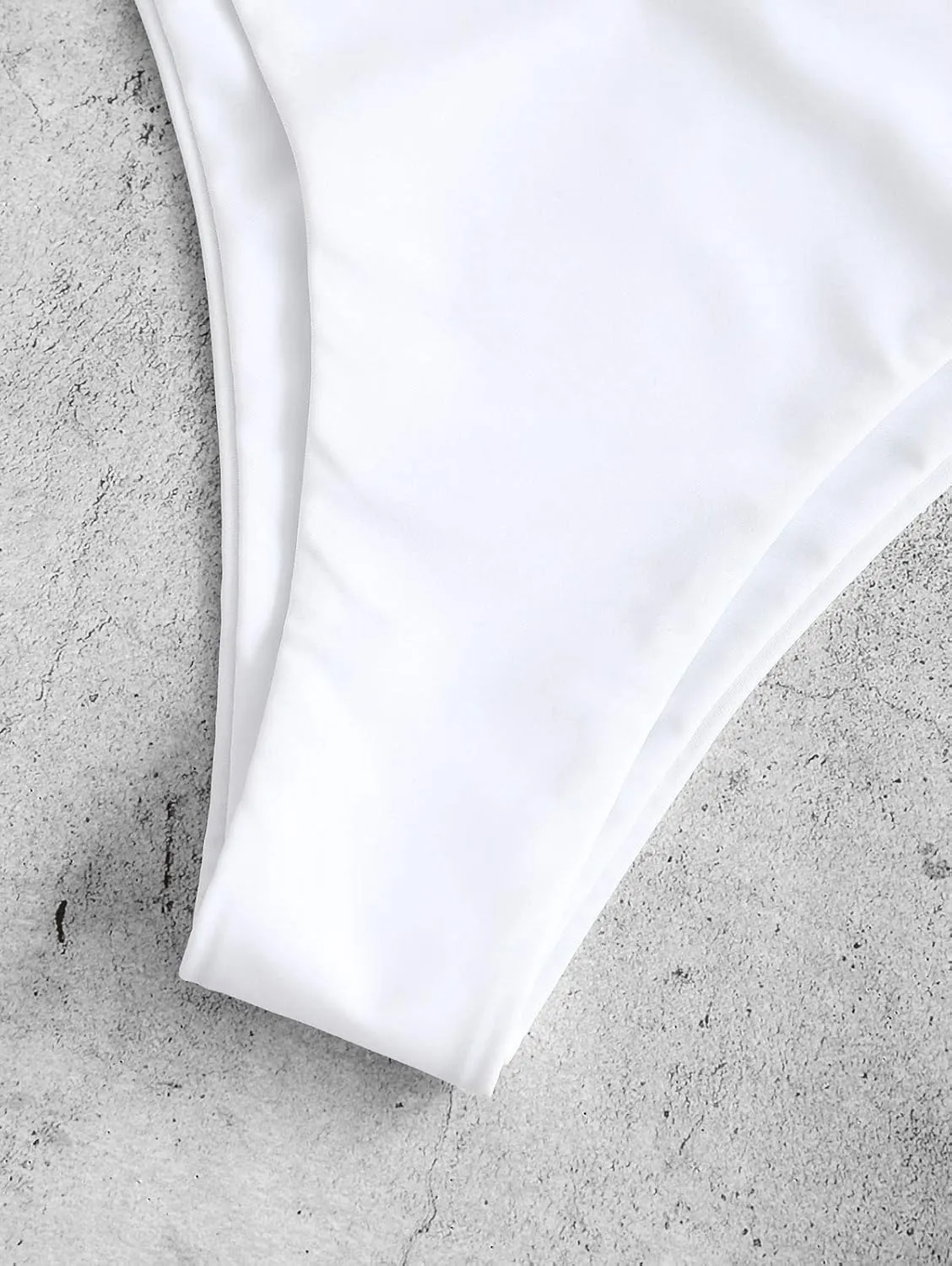 ZAFUL Women's High Cut Plain Bikini Bottom Mid Waist Solid Swimsuit Briefs Cheeky Bathing Suit High Leg Swim Bottoms