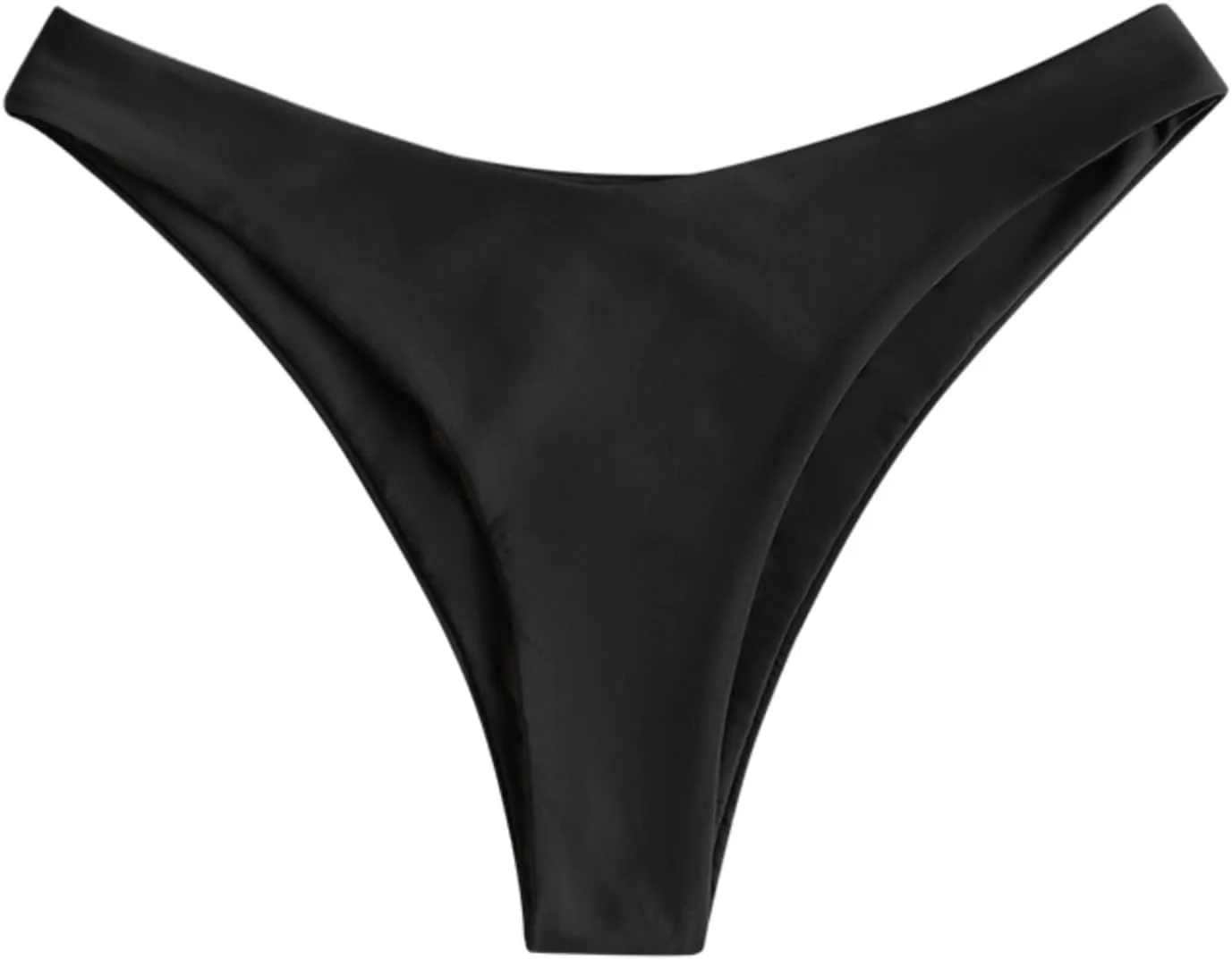 ZAFUL Women's High Cut Plain Bikini Bottom Mid Waist Solid Swimsuit Briefs Cheeky Bathing Suit High Leg Swim Bottoms