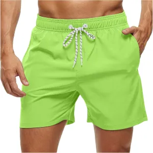 ZEFOTIM Men Swim Shorts Drawstring Quick Dry Solid Color Trunks Fashions Big and Tall Swim Suit with Pockets