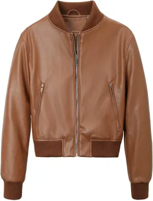 Zip Leather Jackets for Women Motorcycle Faux PU Moto Biker Outwear Coat Long Sleeve Motor Biker Short Coat Jacket